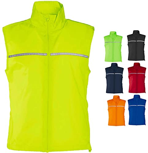 Hole Gadget | Gilet Runner Smanicato Uomo e Donna Antivento Catarifrangente ad Alta Visibilità Leggero e Sportivo per Ciclismo Calcio Running e Moto (Verde fluo, L)
