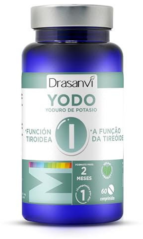 DRASANVI MINERAL YODO - Contribuye a la producción normal de la función tiroidea normal y al metabolismo energético normal - VEGANO - SIN GLUTEN - 60 comprimidos