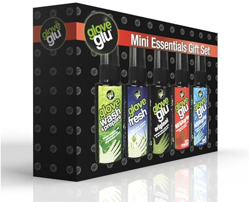 gloveglu Mini Essentials Torwarthandschuh-Pflege-Geschenkset, inklusive Original, MEGAgrip, Aquagrip, Glove Fresh - Das ultimative Torwarthandschuh-Pflegeset (5 x 50 ml)