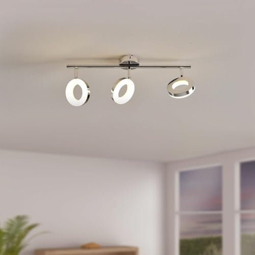 LED Deckenspot Cecilia in Chrom und Weiß 3x 4W 1200lm, Led Deckenstrahler, Wohnzimmerleuchte modern Aufbaustrahler Büro Deckenleuchte LED Deckenlampe Küche Wohnzimmerlampe Küchenleuchte Aufbauspot
