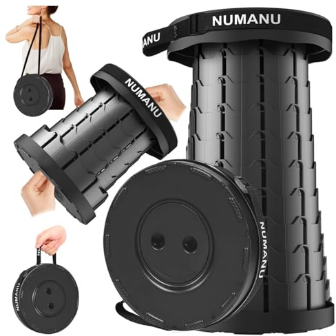 NUMANU Hopfällbar pall, max 180 kg, justerbar bärbar hopfällbar pall för vuxna, infällbar hopfällbar teleskopsits campingstol eller fotstöd