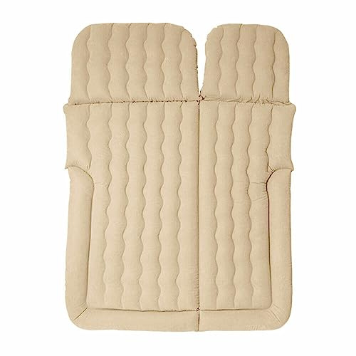 AOAPUMM Luftmadrass för bil, 175 x 130 cm, uppblåsbar madrass för SUV, bil, camping, resor, sovsäck med 2 kuddar och luftpump, lämplig för baksätet i en bil (beige