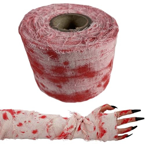 10M Garza Insanguinata di Halloween, Halloween Decorazioni Panno Spaventoso | Panno di Tessuto Spettrale Spaventoso, Garza di Sangue Raccapricciante di Halloween per Casa Infestata, Patio