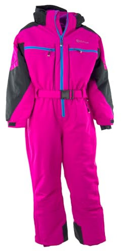 Slamotex Kinder Schneeanzug Schneeoverall Mädchen Jungen Gefütterter Wasserabweisender und Windfester Skianzug Skioverall Größe 140-176 HA017-24 (fuchsia, 140/146)