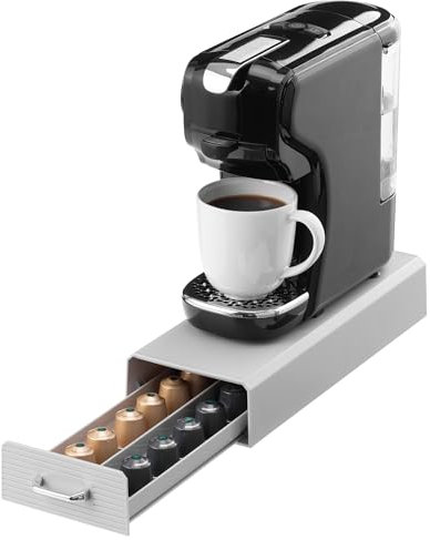 Navaris Tiroir Rangement Capsule Dosette - Porte Capsules Rangement Cafe et Support Machine a Cafe Compatible avec Nespresso CBTL K-Cups - Organisateur Coin Cafe Plateau Cafetiere