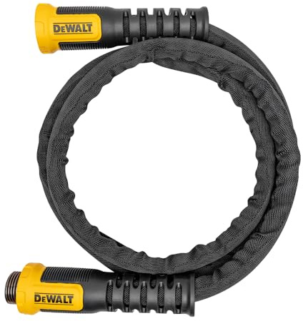 DEWALT DXMH3306 - Manguera de jardín de tela de grado profesional de alta resistencia, 6 pies x 5/8 pulgadas, color negro y amarillo
