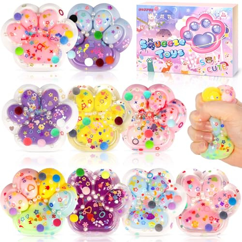 CYJJYZ 9 Stück Katzenpfoten Squishy, Squishy Pfote, Cat Claw Squishy Toy, Entspannungs Stressabbau, Katzenpfoten Quetschspielzeug, Party Mitgebsel Kindergeburtstag Geschenke für Kinder Erwachsene