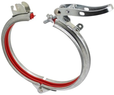 Collier de serrage rapide acier inoxydable pour tuyaux d'echappement cerclage pour fût conduit vmc avec joint en caoutchouc réglable pour tube rond plomberie ajustable autobloquant inox (ID200mm)