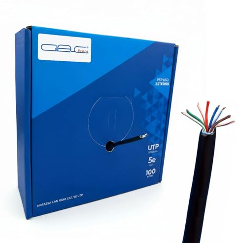 Glac Store UTP Cat 5e LAN-kabel för utomhusbruk, 8 ledare 24 AWG, 1 000 Mbps, 4 trådbundna par, dubbel isolering av PE/LSZH, svart, 100 m eller 305 m (100 m)