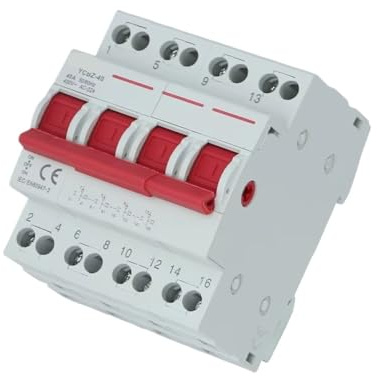 Interruttore di commutazione manuale 1P–4P 40A 63A Sezionatore carico AC 50/60Hz Isolatore modulare su guida DIN per trasferimento e isolamento del circuito(2P,63A)