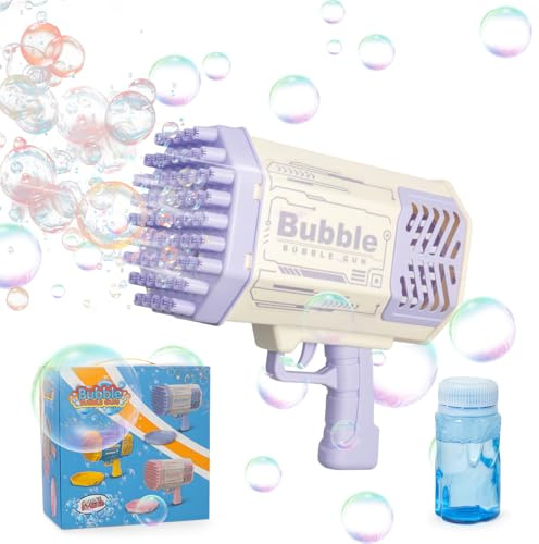 Trintion Bubble Gun Bubble Maker Outdoor Garden Party Games Toys 5000+ Bubbles Per Minute Outdoor Indoor Blaster for 3-8 Year Olds Girls Boys, Kids Birthday Gifts Bubble Blaster, Purple