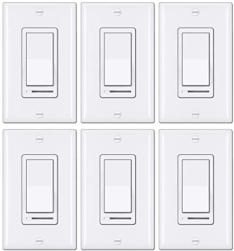 BESTTEN 6PK Dimmer Light Switch, Single-Pole or 3-Way, UL Listed, White
