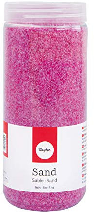 Rayher 39339264 Sand feine Körnung 0,1-0,5 mm, zum Dekorieren von Gläsern, Schalen, Vasen etc, pink, 475ml
