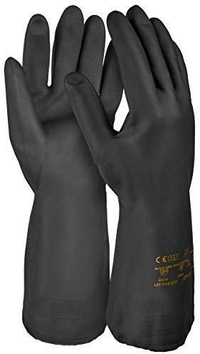 Solidstar HandschuhMan. 1 Paar Schwarze Gummihandschuhe Neopren, lebensmittelgeeignet, Chemikalienbeständig (9/L)