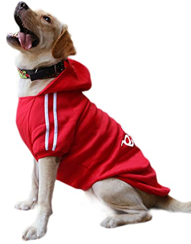 Eastlion Huvtröja stor varm bomull hundtröja husdjur tröja kläder hundjacka jumpsuit kostym, röd, 5XL