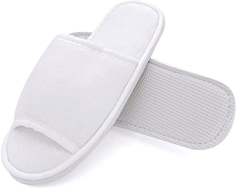 JOMIX Set Ciabatte Ospiti Lavabili in Spugna Pantofole da Viaggio Hotel Spa Punta Aperta MD3763 (Bianco A 2 Paia, 42/43)