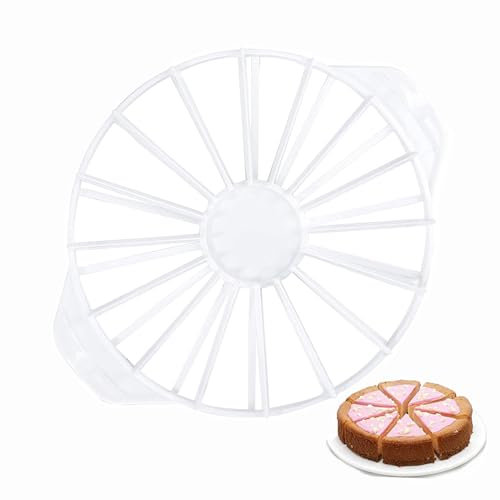 Tortenteiler, 1 Stück Rund Kuchenteiler, Kuchen Slicer, Tortenteiler Kunststoff, Küchentorten-Gadget zum Schneiden von 14/16 identischen Kuchenstücken(Weiß)