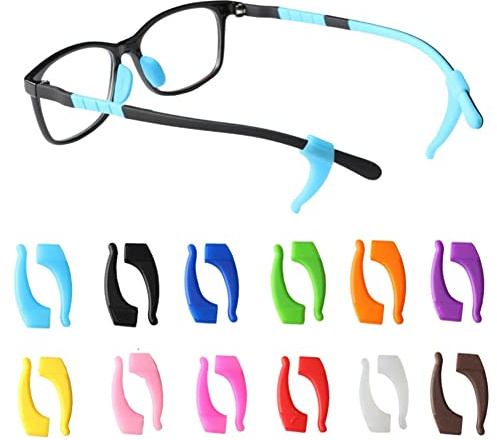 MaoNativey 12 Pairs Silicone Glasses Ear Grip Hooks, Anti-Slip Glasses Ear Hooks Comfortable Silicone Anti-Slip Holder For Glasses Accessories Ear Hook Eyeglass Temple Tip