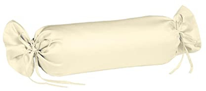 sleepling Satin Kissenbezug, Kissenhülle Nackenrolle aus 100% seidig weicher Baumwolle, Bezug Zierkissen, 60 Grad, Ökotex 100, Made in EU, 15 x 40 cm, vanille