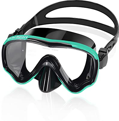 EverSport Swim Goggles Adult with Nose Cover for Women Men No Leak, Anti-Fog Clear Wide View Diving Mask Open Water Pool Swimming Goggles Silicone Shower Goggles Youth Snorkel Junior Nose Goggles