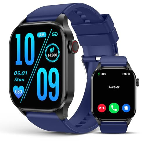 SOUYIE Smartwatch Herren Damen mit Telefonfunktion - 2.04 AMOLED-Display Smart Watch, 136+ Sportmodus IP68 Wasserdicht Fitnessuhr mit Herzfrequenzmonitor Schlafmonitor Schrittzähler für iOS Android