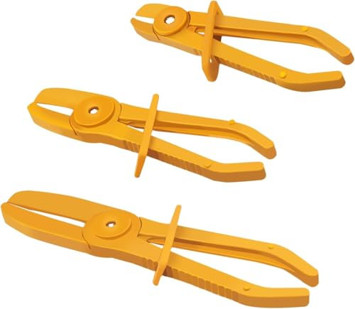 Pinces à Clamper les Durites,Pince a Collier Durite,Jeu de Pinces pour Durites,3PC Outil de Serrage pour Tuyaux Flexibles pour Serrage des Flexibles de Refroidissement et de Carburant,Jaune