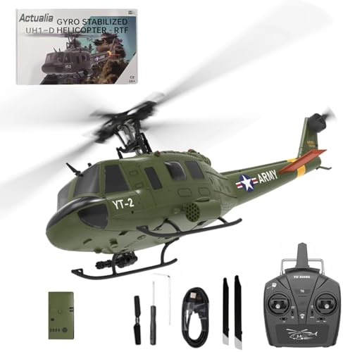 Meiurlex YUXIANG F07 UH-1D RC helikopter för vuxna, 1/34 6 CH borstlös direktdragning, 6-axlig gyroskopmodell, 3D/6G RC-leksaksflygplan (1 batteri)