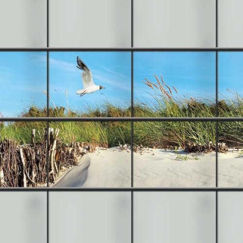 M-tec Sichtschutzstreifen bedruckt | Motiv Düne 2er Pack für Doppelstabmattenzaun | Küstenmotiv Zaunstreifen | Zaunblende