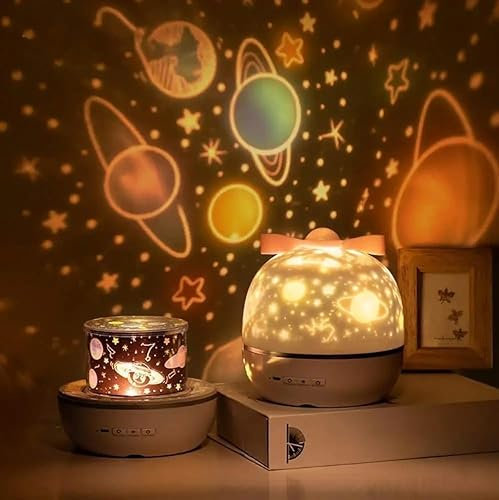 Star Projector Night Light 360° Rotating Starry Sky Projectors Lamp with 6 Different Projection Films LED Lights, USB Cable, Bedroom Decoration Star Light, Projector for Parties, Birthdays, Christmas