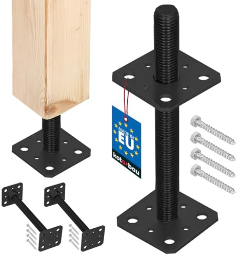 KOTARBAU® 2 pz supporto palo 80x80x250 mm, acciaio verniciato, regolabile, manicotto a vite, scarpe e ancoraggio a terra.