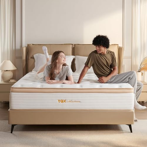 TQX Queen Mattress,12 Inch Hybrid Mattress in a Box: Memory Foam & Pocket Springs for Pressure Relief, Motion Isolation, Medium Firm,CertiPUR-US Certified,Fiberglass Free, 365 Night Trial