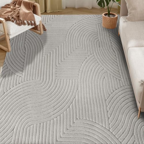 HOMCOM Alfombra Salón 160x120 cm Alfombra Pelo Corto Estilo Moderno Base Antideslizante Tejida a Máquina Tapete para Sala de Estar Dormitorio Comedor Gris