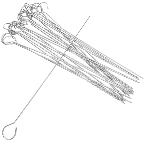 Baluue 25 piezas Brochetas de Barbacoa de Acero Inoxidable Pinchos Resistentes para Asar Carne y Pollo Aptas para Parrillas y Fogatas Fáciles de Limpiar y Duraderas