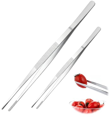 2 Pièces Pince Cuisine, 30cm et 20cm Pince Cuisine Inox Professionnel, Pincettes Longues à Barbecue Ustensiles de Cuisine pour la Cuisine, le Barbecue
