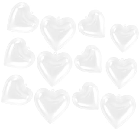 DIYEAH 12pièces Boules Décoratives Plastique Transparent Forme De Cœur à Remplir Soi-même pour Décorer Sapin De Noël