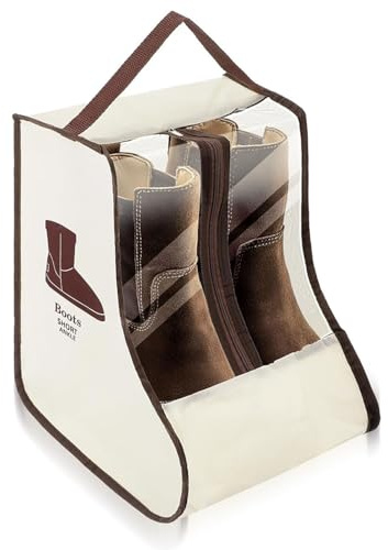 Sac de Rangement Beige pour Bottes, Pochettes à Chaussures Anti-poussière pour Femmes et Adolescents, Organiseur pour Bottes avec poignée, Protection des Bottines, Format Compact pour Le Bagage