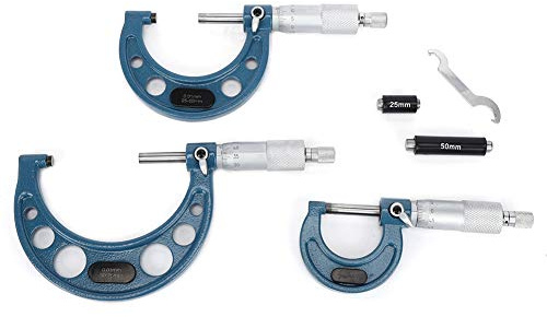 TOPINCN Juego de Micrómetro Profesional de 3 Uds, Herramienta de Medición de Diámetro Exterior de Alta Precisión de 0-75mm para Uso en Taller