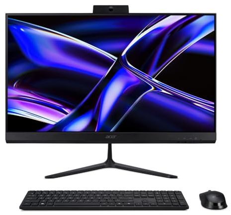 acer Aspire C24-B All-in-One Desktop PC 23.8 Inch Full HD 120Hz Intel N150 Quad Core 8GB RAM 256GB SSD Windows 11 Home WiFi 6 - Black - DQ.BPGEK.006