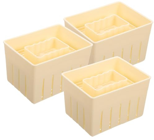TOYANDONA 3 Set Stampi per Formaggi e Tofu con Pressa e Coperchio in Plastica Alimentare Compatto e Leggero per Preparazioni Casalinghe di Formaggi Freschi e Tofu Facile da Usare