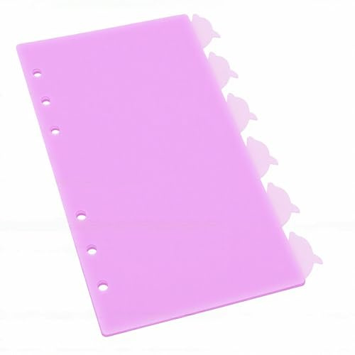 XUMIUZIY Séparateurs à Feuilles Mobiles A6, Onglets en Forme de Dauphin, Séparateurs élégants en Plastique à 20 Trous pour L'organisation des Fichiers de Notes, 4 Ensembles (PURPLE)