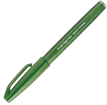 Pentel SES15C-D2X Brush Sign Pen olivgrün, Faserschreiber, pinselähnliche Spitze, 1 Stück