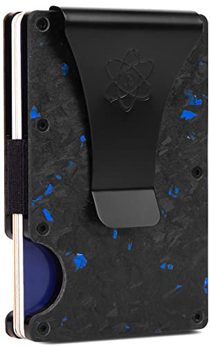 ROSSM Geldbörse für Herren Mit RFID-Schutz - Kartenetui Aus Kohlefaser und Metall Mit Geldklammer und Gummiband - Slim Wallet