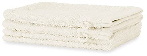 Merana Rome Waschlappen Set | saugstark, weich und fusselfrei | Frottier Waschhandschuhe in Luxus Qualität aus Schwerer Baumwolle 590 GSM (Coconut, 4 x Waschhandschuh (15x20cm))
