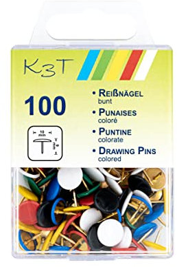 K3T 48072 Reißnägel 100er Packung, bunt Sortiert
