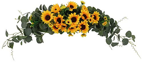 Warmiehomy Wedding Arch Flowers 90cm Artificial Sunflower Swag Fake Silk Decorative Swag Spring Summer Floral Swag Wreath for Wedding Arch Table Centrepiece Door Hanging Home Mirror Wall Decor