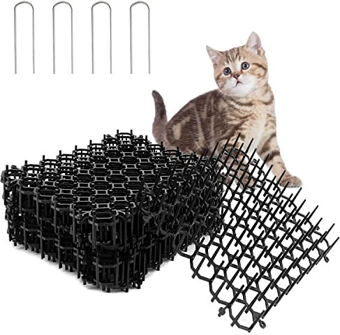 Anti Gatos, 12 Pedazos Pinchos Anti Gatos, Repelente Gatos se Puede Cortar, Reutilizable Ahuyentador Gatos, Ahuyenta Gatos, Repelente Gatos Exterior, Repelente para Gatos, Negro Pinchos para Gatos
