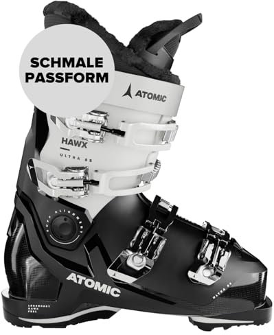 ATOMIC HAWX ULTRA 85 W GW Skischuhe - Größe 25/25.5 - Damen-Skischuh in Schwarz / Weiß - Boots mit 3D Knöchel & Ferse für anatomische Passform - Schmale Skistiefel mit 98 mm Passform