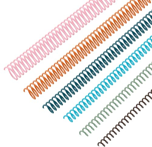 Paquete de 120 bobinas de encuadernación en espiral de plástico, kit de encuadernación en espiral de varios tamaños, peines de encuadernación en espiral, paso 4:1, 1/4 5/16 3/8 1/2 5/8 3/4 pulgadas