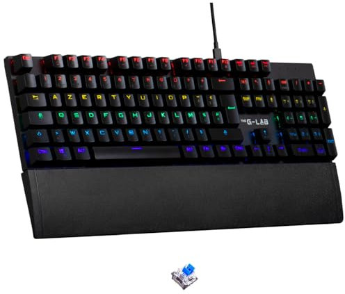 The G-Lab Keyz Carbon EX - Teclado mecánico español QWERTY con ñ, Interruptores Azules - Teclado Gaming, Alta Reactividad, 16 Modos de Retroiluminación, PC,PS4,PS5 (Nueva versión)