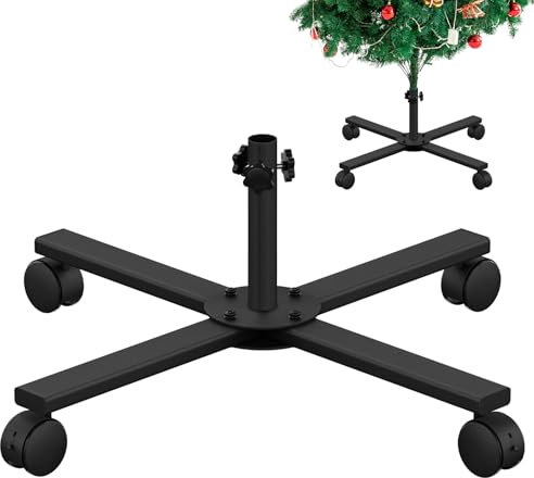 Mordx Supporto per Albero di Natale con Ruote in Gomma,Pieghevole in Metallo,Base dell'albero di Natale Rimovibile,per Alberi di Natale artificiali,Decorazioni natalizie (40 cm, ø 2,4 cm)